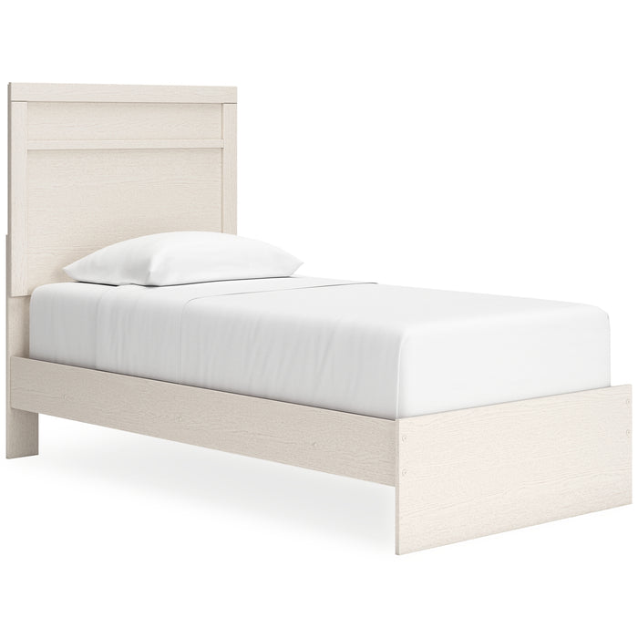 Stelsie Twin Panel Bed with Mirrored Dresser, Chest and Nightstand